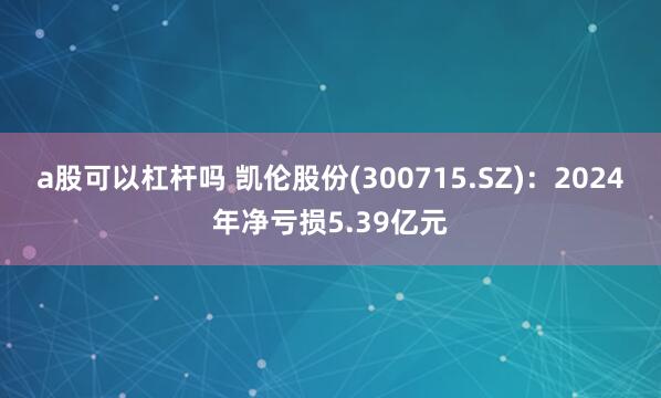 a股可以杠杆吗 凯伦股份(300715.SZ)：2024年净亏损5.39亿元