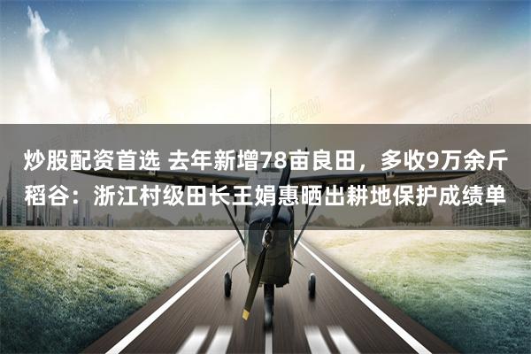 炒股配资首选 去年新增78亩良田，多收9万余斤稻谷：浙江村级田长王娟惠晒出耕地保护成绩单